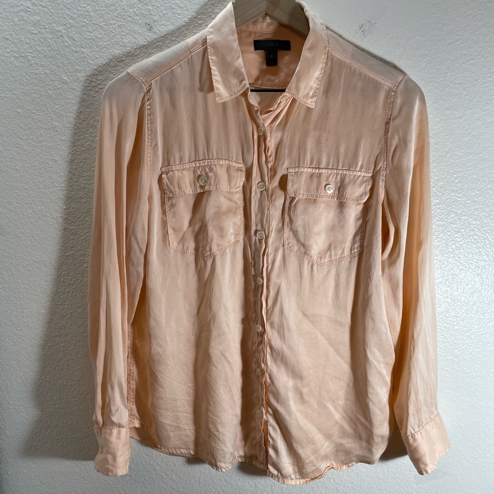 JCrew 100% Silk Peach Blouse Size 4/S
